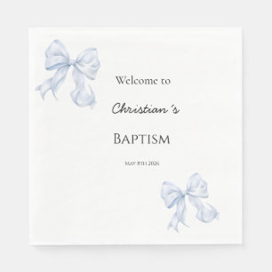 Blue Bow Baptism Napkins