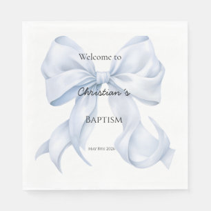 Blue Bow Baptism Napkins
