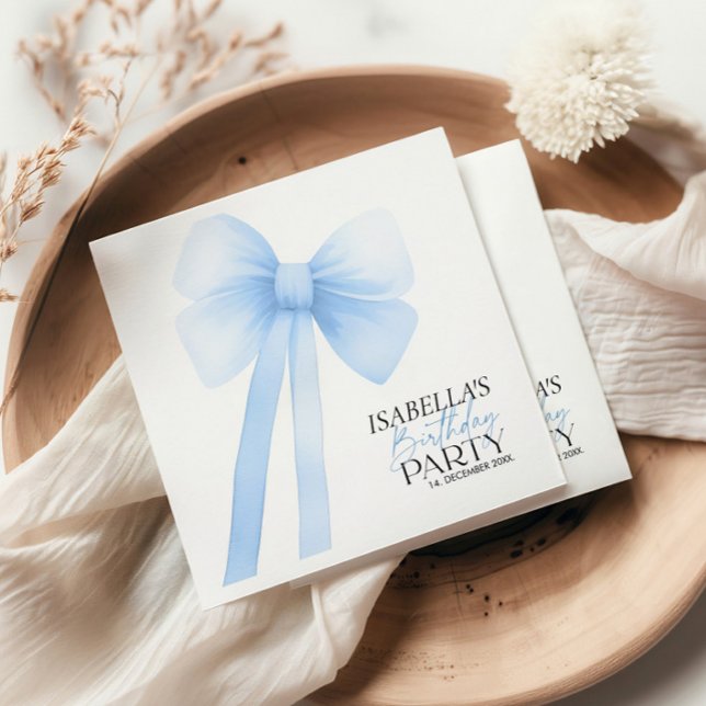 Blue Bow Birthday Napkins (Creator Uploaded)