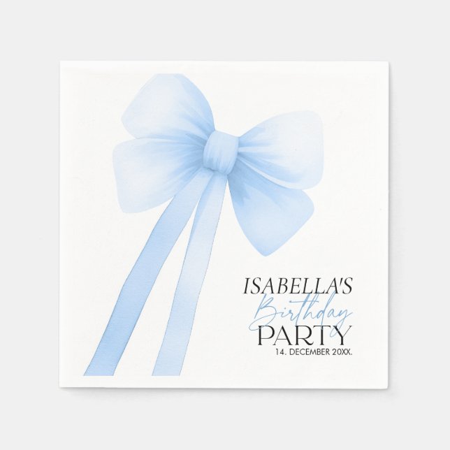 Blue Bow Birthday Napkins (Front)
