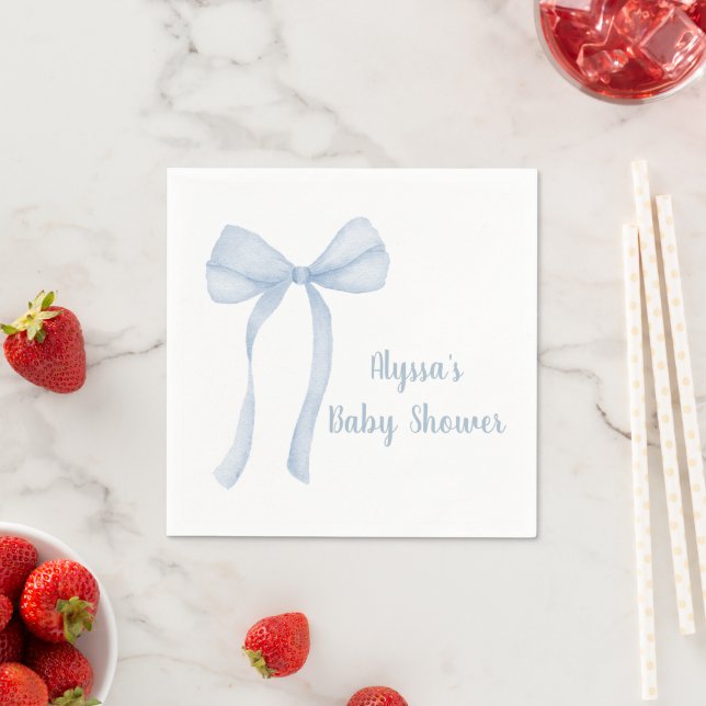 Blue Bow Bow Coquette Baby Shower Napkins (Insitu)