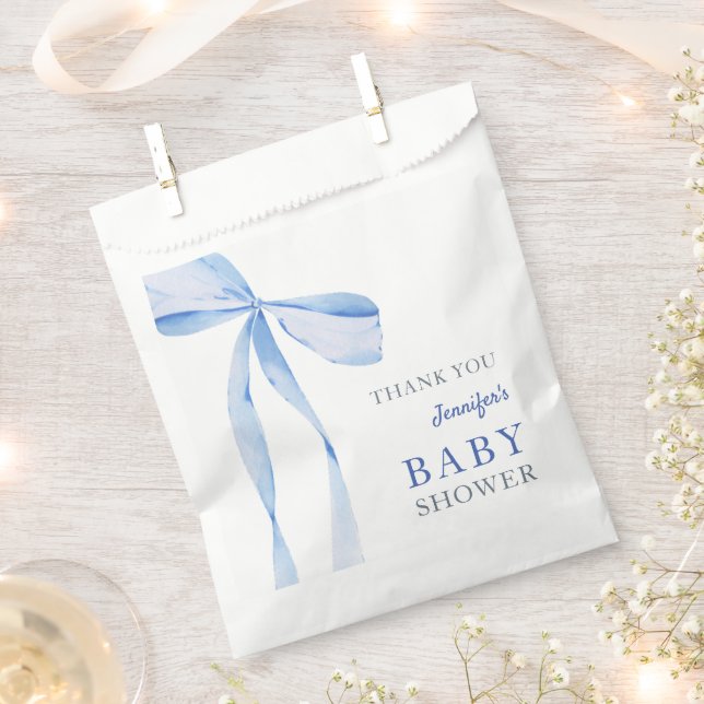 Blue Bow Boy Baby Shower  Favor Bag (Clipped)