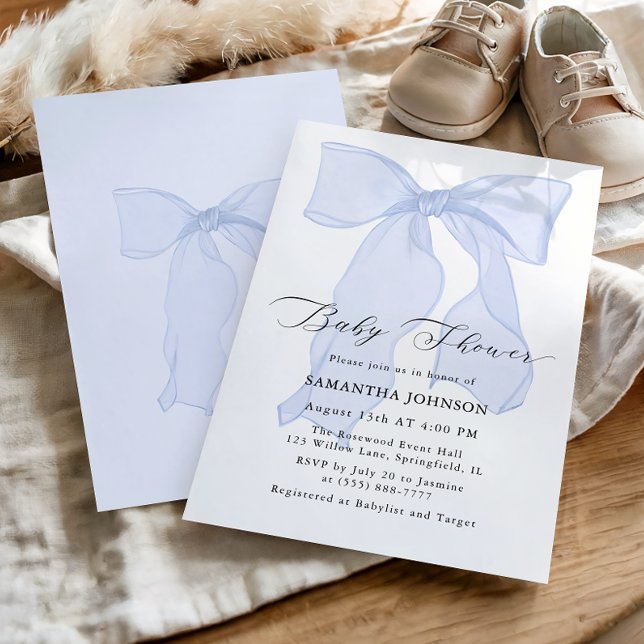 Blue Bow Boy Baby Shower Invitation (Creator Uploaded)