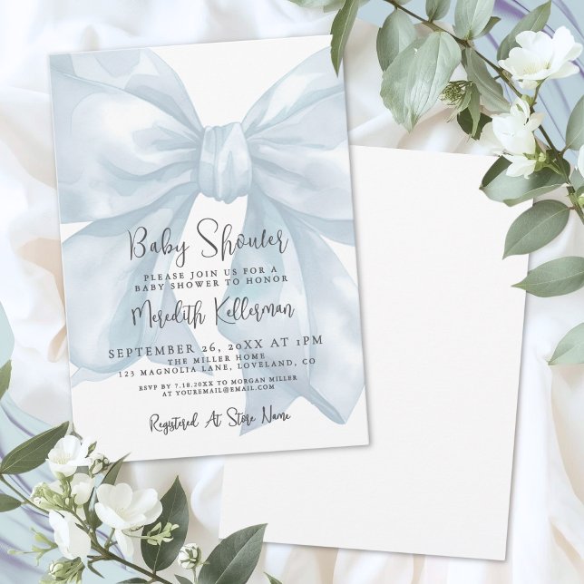 Blue Bow Boy Baby Shower Invitation (Blue Bow Boy Baby Shower Invitation)