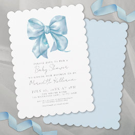 Blue Bow Boy Baby Shower Invitation
