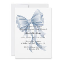 Blue Bow Boy Baby Shower Invitation Coquette