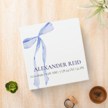 Blue Bow Boy Baby Shower keepsake 3 Ring Binder