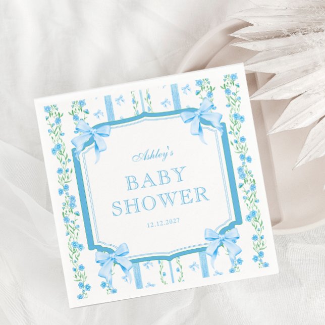 Blue Bow Boy Baby Shower Napkins (Creator Uploaded)