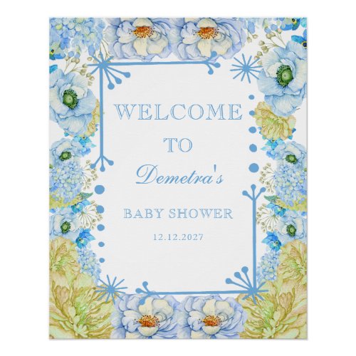 Blue Bow Boy Baby Shower Poster