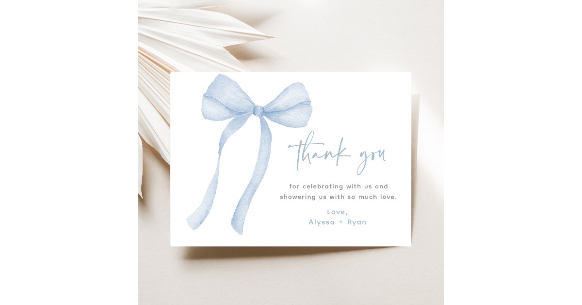 Blue Bow Boy Baby Shower Thank You Card | Zazzle