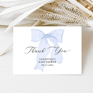 Blue Bow Boy Baby Shower Thank You Card