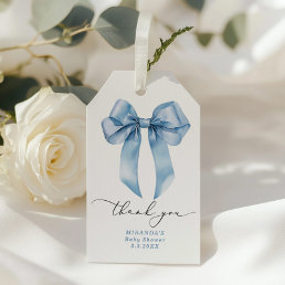 Blue bow Boy baby shower thank you Gift Tags