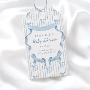 Blue Bow Boy Baby Shower Thank You Gift Tags