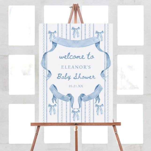 Blue Bow Boy Baby Shower Welcome Sign (Creator Uploaded)