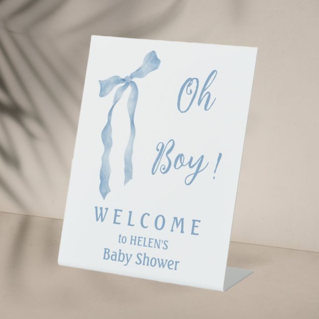 Blue bow boy baby shower welcome sign  (Creator Uploaded)