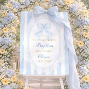 Blue Bow Boy Baptism Welcome Foam Board