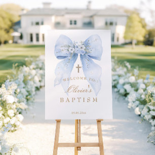 Blue Bow Boy Baptism Welcome Foam Board