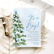 Blue Bow Boy Christmas Tree Oh Baby Baby Shower  Invitation