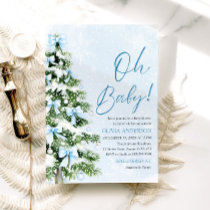 Blue Bow Boy Christmas Tree Oh Baby Baby Shower Invitation