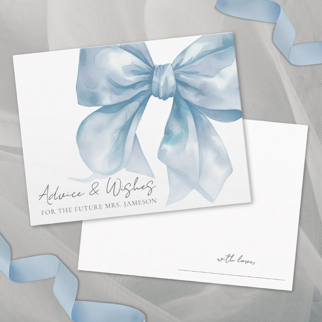 Blue Bow Bridal Shower Advice Wishes Enclosure Card (Blue Bow Bridal Shower Advice Wishes Enclosure Card)