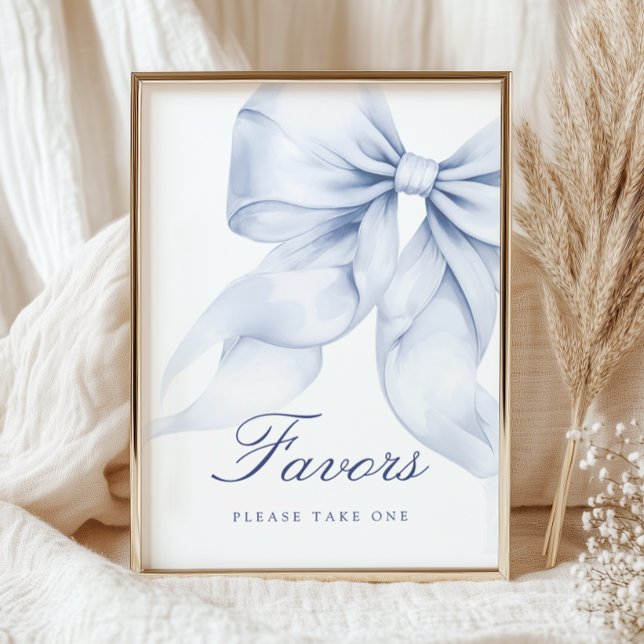 Blue Bow Bridal Shower Favors Table Sign (Creator Uploaded)
