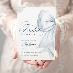 Blue Bow Bridal Shower Invitation