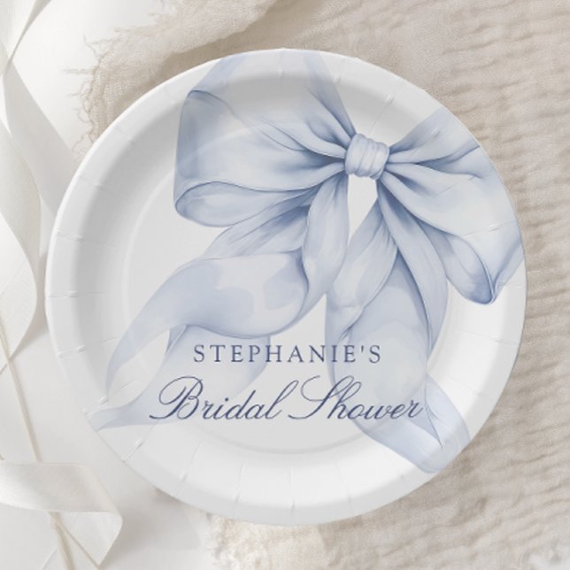 Blue Bow Bridal Shower Paper Plates (Creator Uploaded)