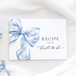 Blue Bow Bridal Shower Recipe Enclosure Card