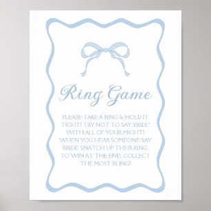 Blue Bow Bridal Shower Ring Game Poster