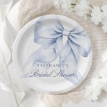 Blue Bow Bridal Shower small Paper Plates<br><div class="desc">This elegant paper plate features a charming blue bow perfect for a "something blue" bridal shower. Designed in soft pastel watercolor,  it combines romantic handwritten script with trendy whimsical elements. Ideal for a dusty blue bridal shower.</div>