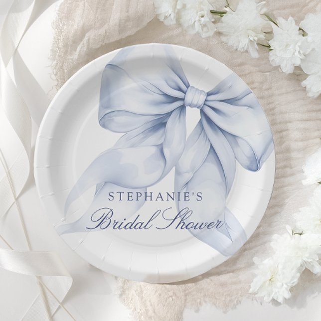 Blue Bow Bridal Shower small Paper Plates (Creator Uploaded)