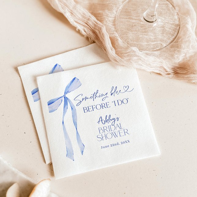 Blue Bow Bridal Shower, Something Blue Before I Do Napkins (Creator Uploaded)