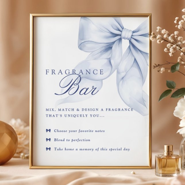 Blue Bow Bridal Shower Table Sign (Creator Uploaded)
