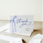 Blue Bow Bridal Shower Thank You Card<br><div class="desc">Blue Bow Bridal Shower Thank You Card This lovely Blue Bow Bridal Shower Thank You Card features a hand-painted blue-ribbon bow with modern calligraphy, a beautiful way to accent your special day! Easily edit most wording to match your event! Text and background colors are fully editable >>> Click the "Edit...</div>