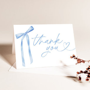 Blue Bow Bridal Shower Thank You Card