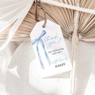 Blue Bow Bridal Shower Thank You, Favor Tags