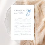Blue Bow Bridal Shower Wedding Vows Mad Libs Game