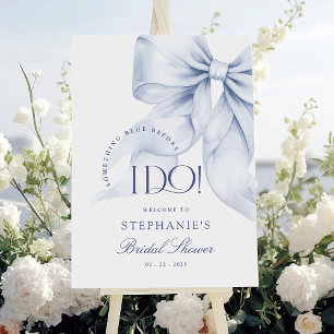 Blue Bow Bridal Shower Welcome Sign