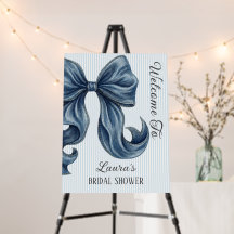 Blue Bow Bridal Shower Welcome Sign