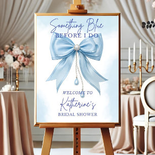 Blue Bow Bridal Shower Welcome Sign Template, Some