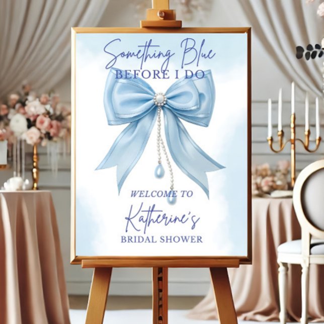 Blue Bow Bridal Shower Welcome Sign Template, Some (Creator Uploaded)
