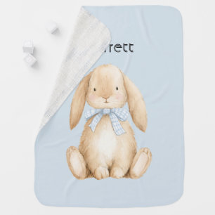 Blue Bow Bunny Baby Blanket