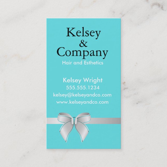 Blue Bow Business Card (Front)