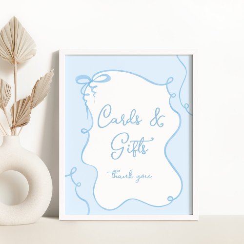 Blue bow Cards and gifts Poster