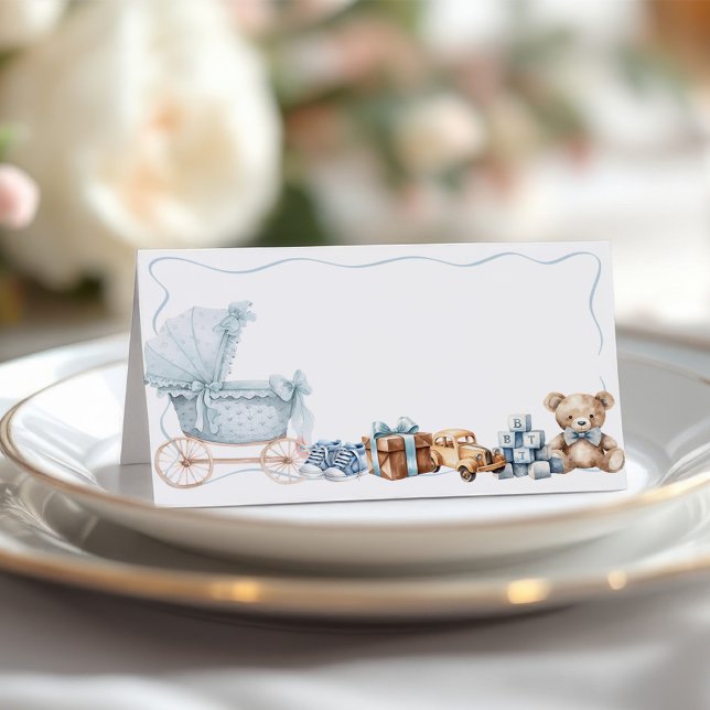 Blue Bow Carriage Baby Shower Appointment Card (Creator Uploaded)
