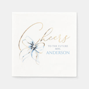 Blue Bow Cheers To The Future Mrs Bridal Shower Napkins