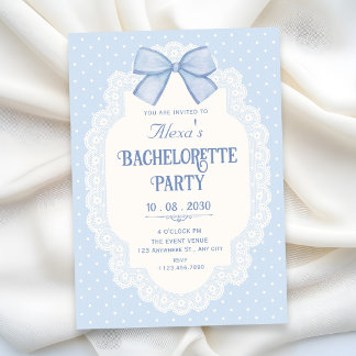 Blue bow choquette bachelorette party invitation