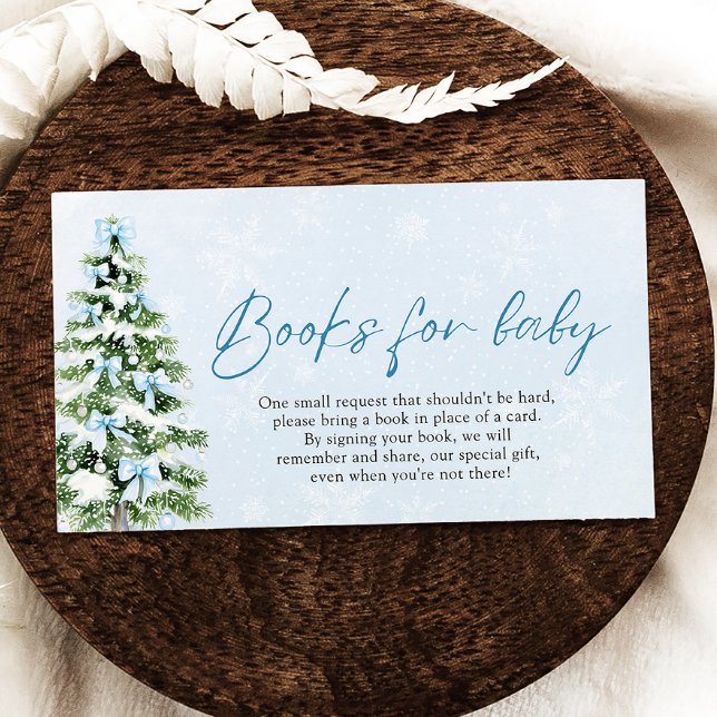 Blue Bow Christmas Tree Books for Baby Baby Shower Enclosure Card (Blue Bow Christmas Tree Books for Baby Baby Shower Game)