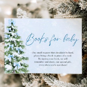 Blue Bow Christmas Tree Books for Baby Baby Shower Invitation