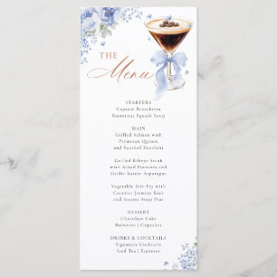 Blue Bow Coffee Bridal Shower Menu Card